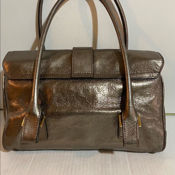 Lambertson truex gold metallic leather satchel bag - Picture 2 of 11